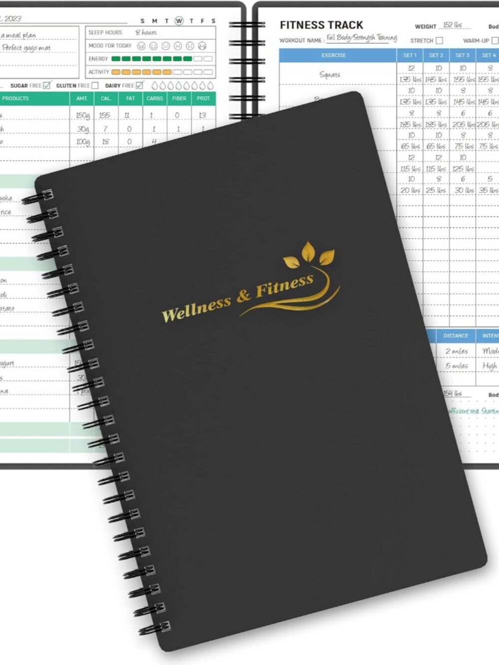 Wellness Planner & Fitness Log - Daily Diet & Health Journal with Weight Loss, W